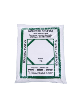 FOUFOU FARINHA DE MANDIOCA 1KG - CAIXA DE 25 UNIDADES